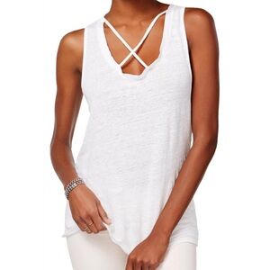 Project social T criss cross Women's linen tank Top